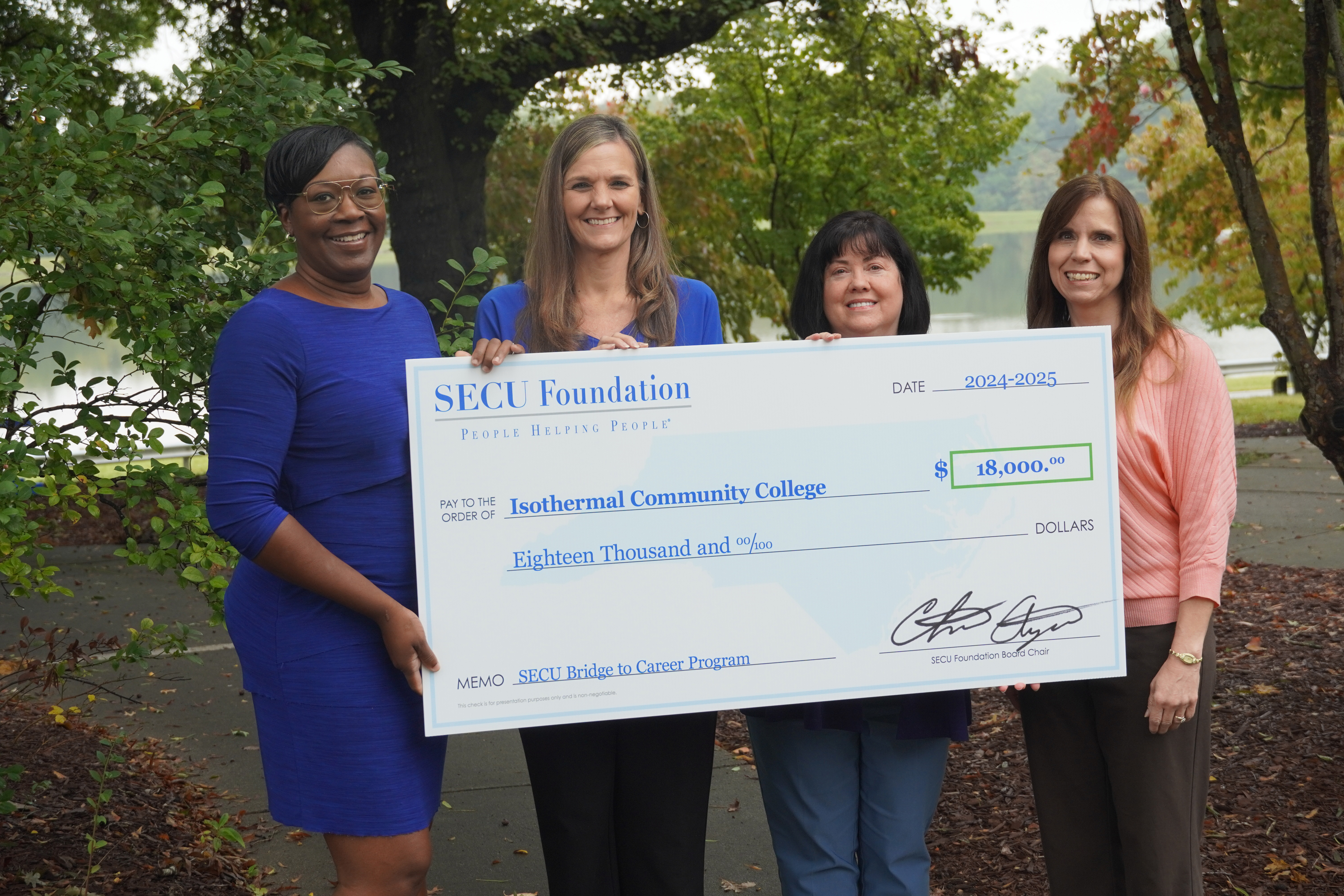 Pictured from left to right are Tracey Evans, ICC’s director of Nursing and Health Sciences; Donna Hood, ICC's dean of Continuing Education; Annette Blanton, SECU's senior vice president for the district; and Chery Smith, vice president of the SECU Rutherfordton branch.