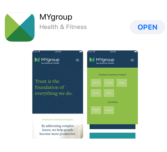 Screenshot of myGroup app in store